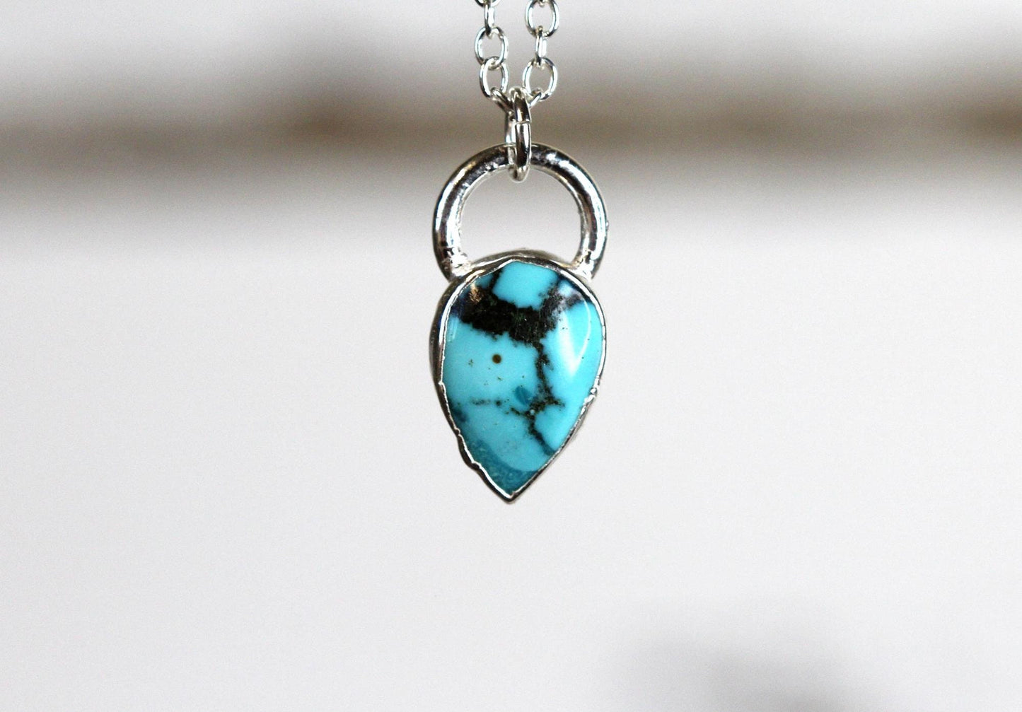 Turquoise Necklace - Dainty Polished Stone Pendant - December Birthstone Jewelry