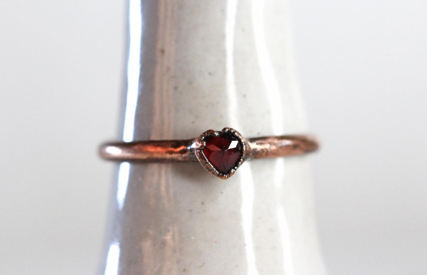 Garnet Heart Ring - Promise Jewelry - Silver Stacking Ring - Romantic Gift for Her