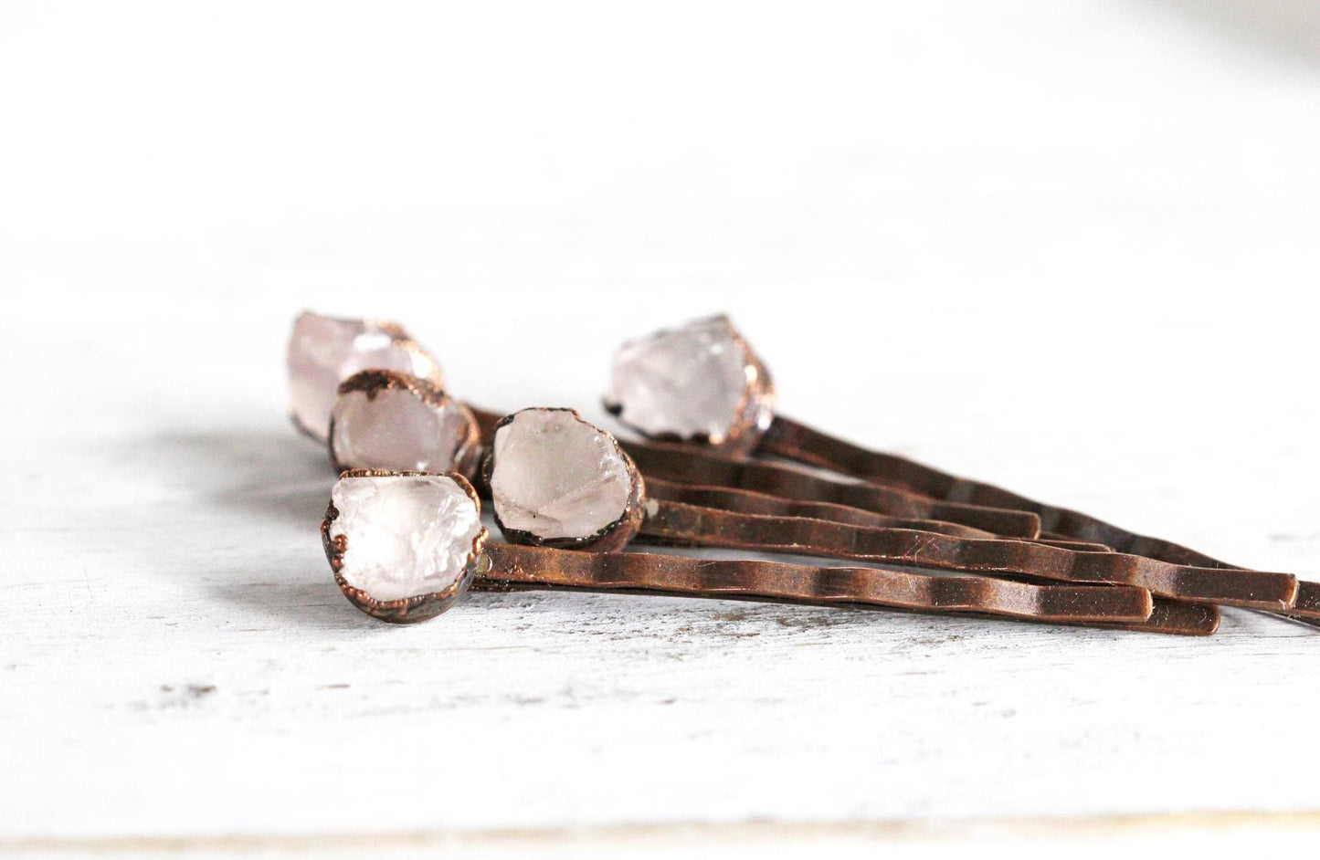 Rose Quartz Bobby Pin - Bridal Hair Accessory - Stone Hair Pin