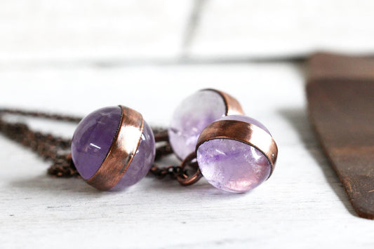 Amethyst Sphere Necklace - Crystal Ball Pendant - Crystal Orb