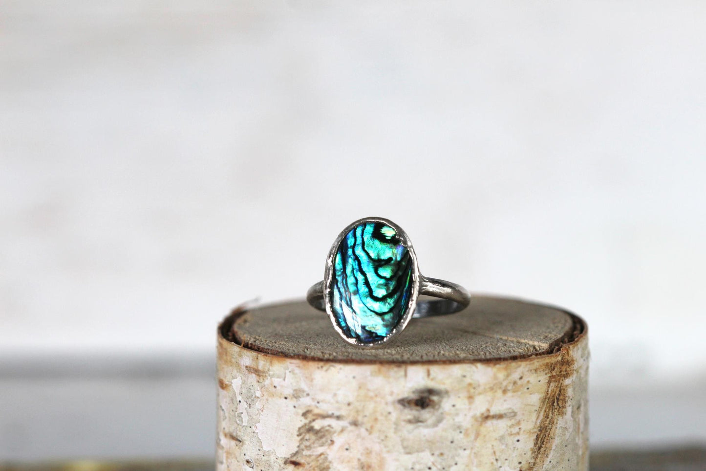 Abalone Ring - Silver Shell Ring - Paua Beach Jewelry
