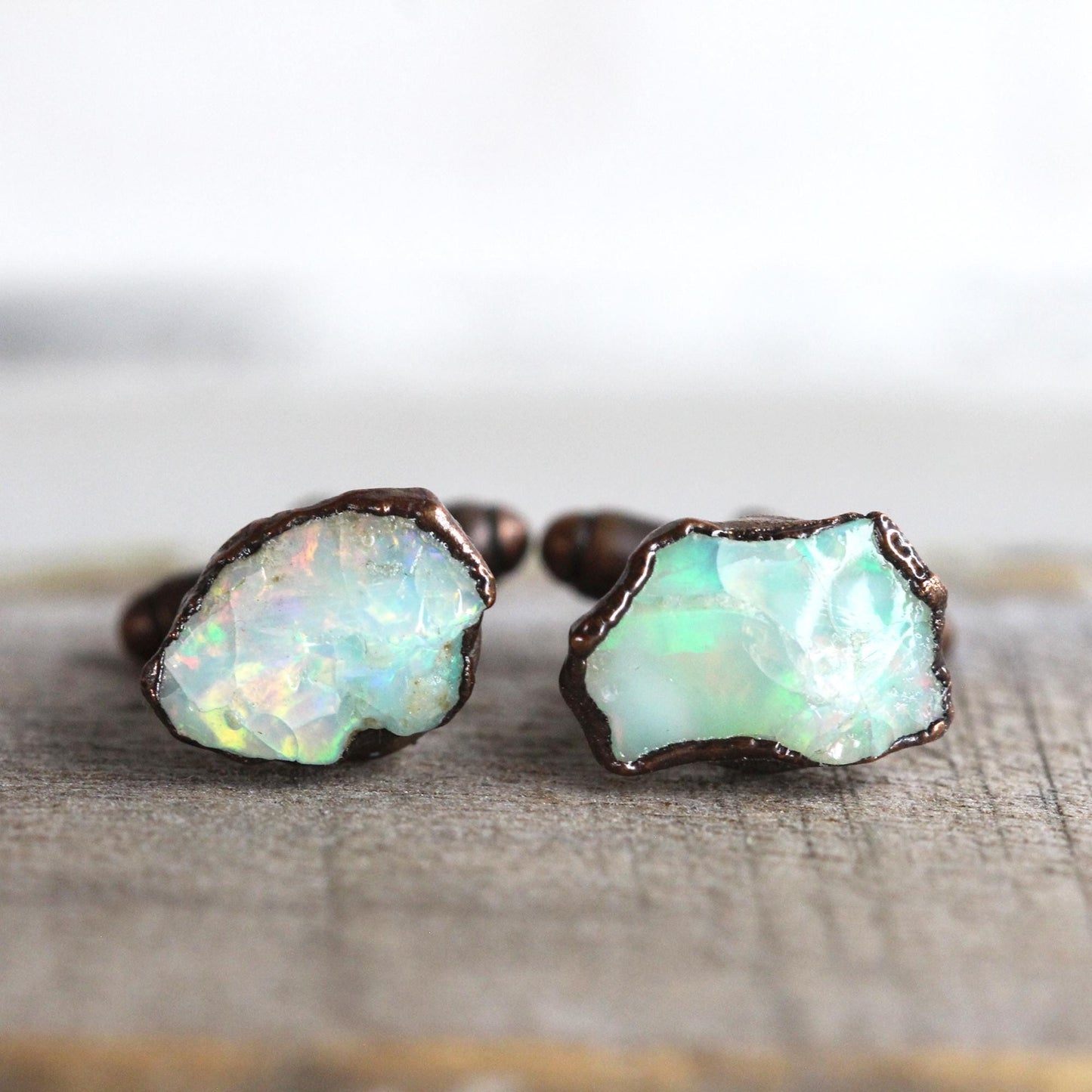 Opal Cuff Links - Groomsmen Gift - Raw Stone Jewelry for Men