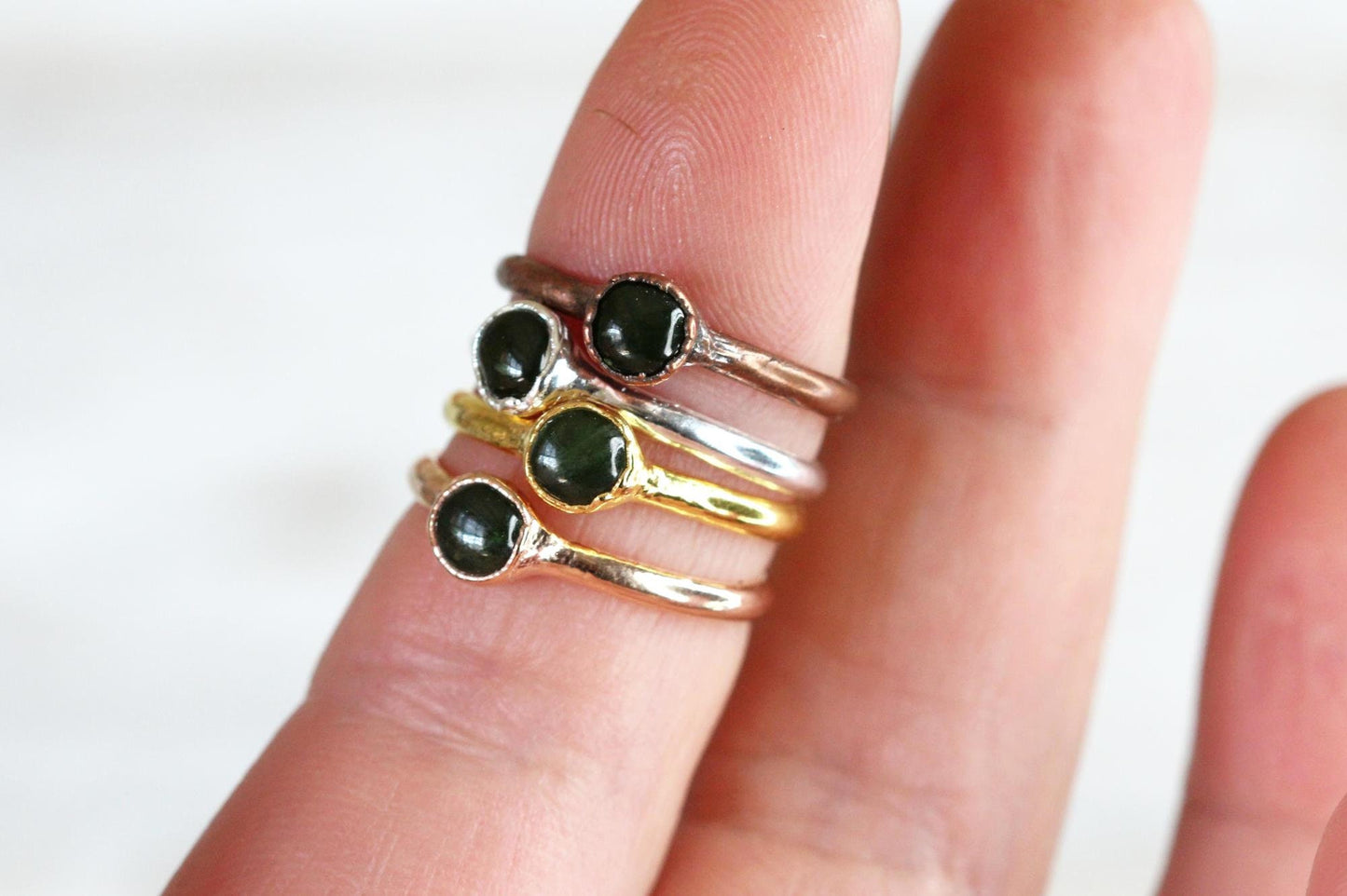 Jade Ring - Tiny Stone Stacker - Real Jade Jewelry