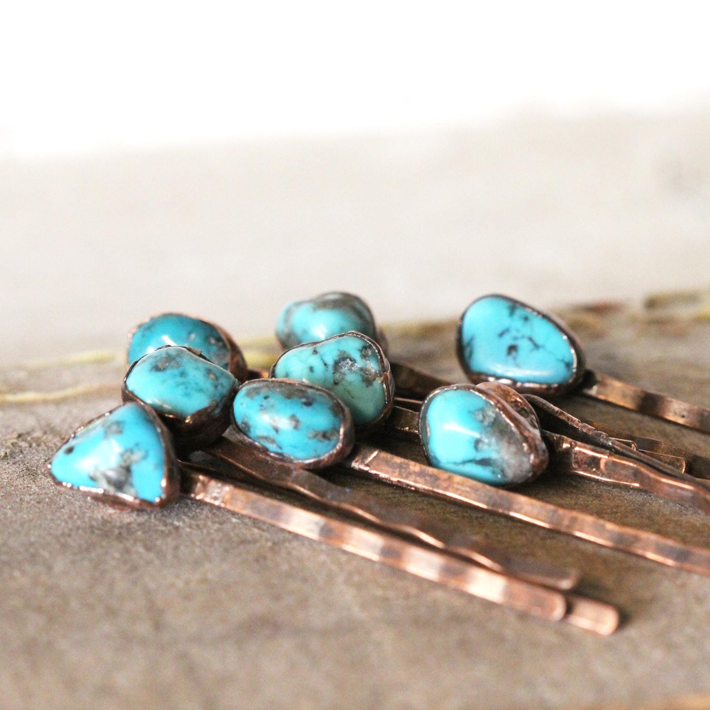 Stone Bobby Pin - Turquoise Hair Pin - Copper Hair Jewelry