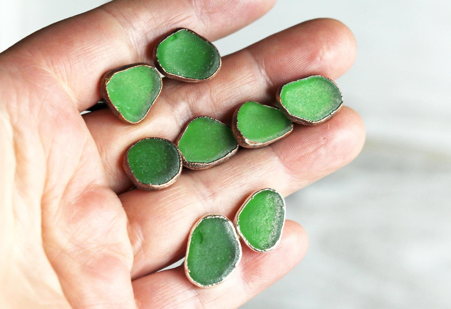 Beach Glass Cufflinks - Gift for Dad - Green Seaglass Cuff Links