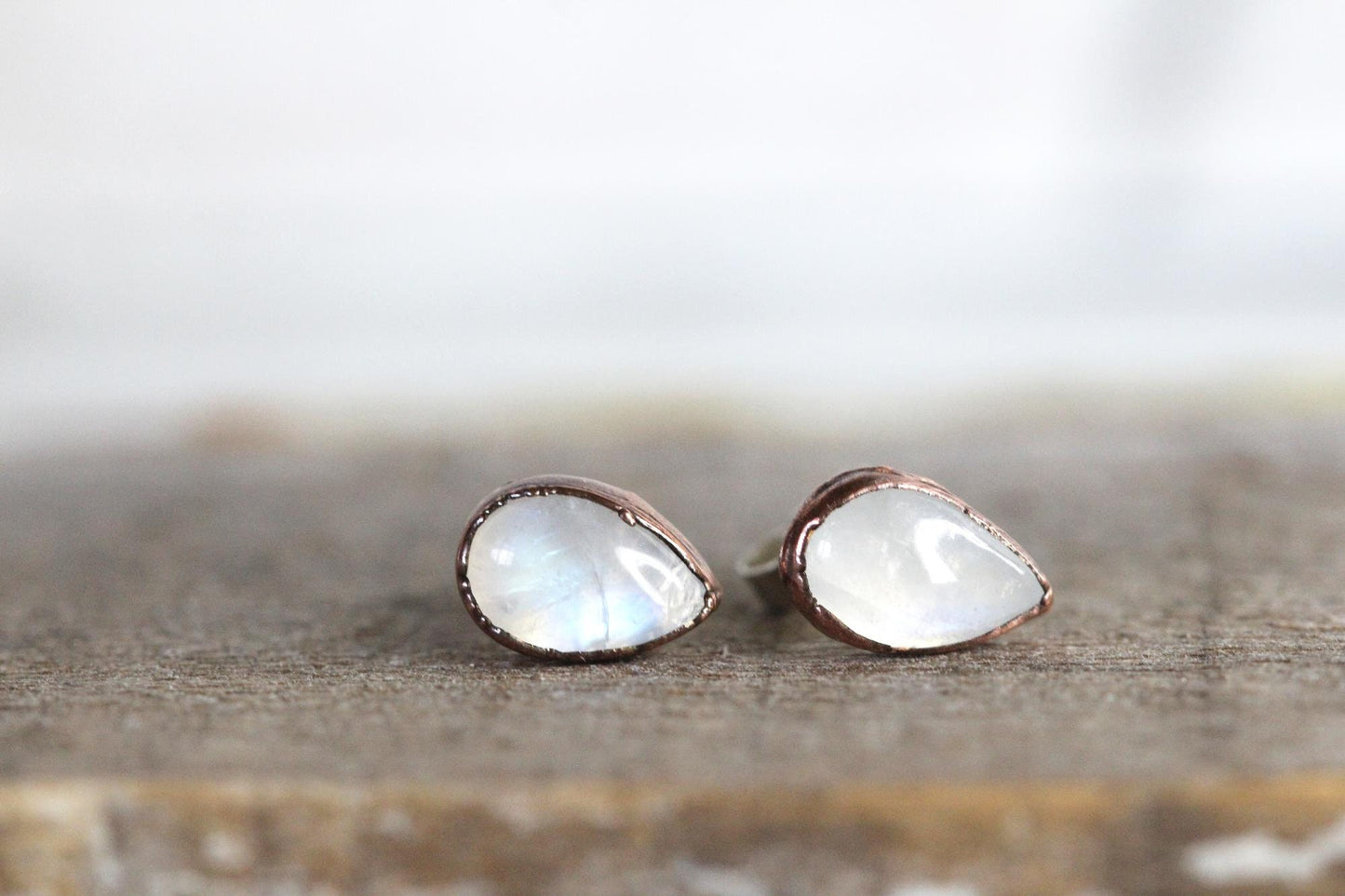 Moonstone Earrings - Stone Studs - Sterling Silver Earrings - Bridal Jewelry