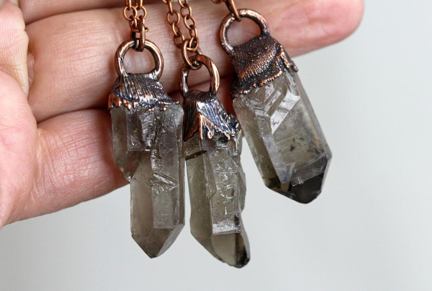 Smoky Quartz Pendant - Electroformed Raw Crystal - Crystal Layering Necklace