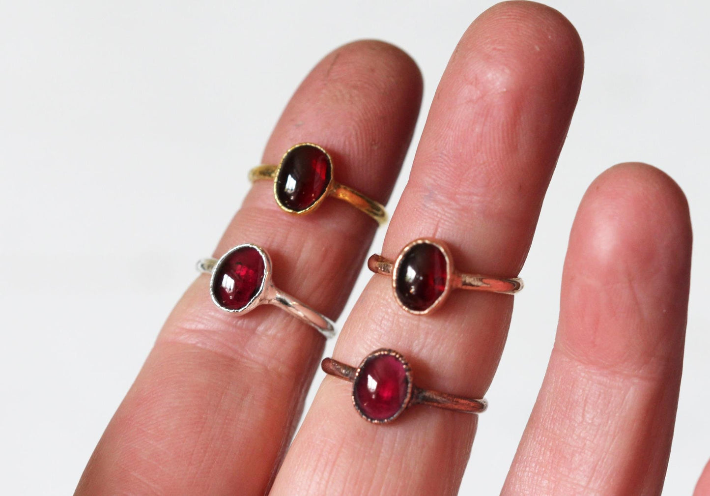 Garnet Ring - Oval Stone - Copper and Garnet