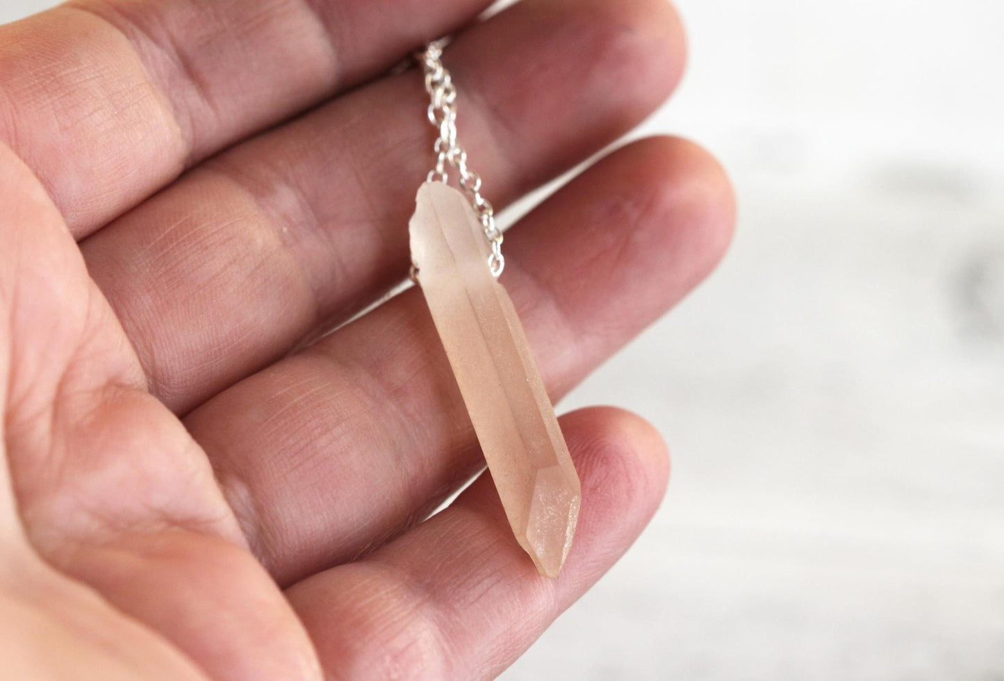 Raw Crystal Pendant - Beaded Quartz Point Necklace - Sterling Silver - Gold filled Jewelry
