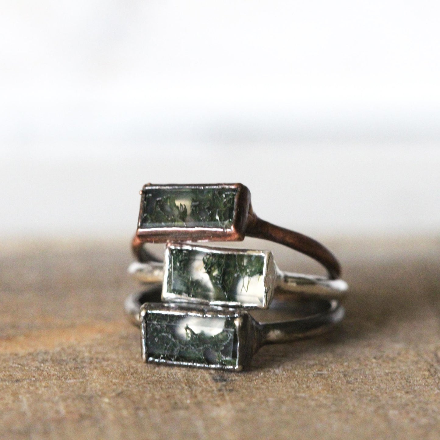 Moss Agate Ring - Your Choice of Metal - Electroformed Jewelry