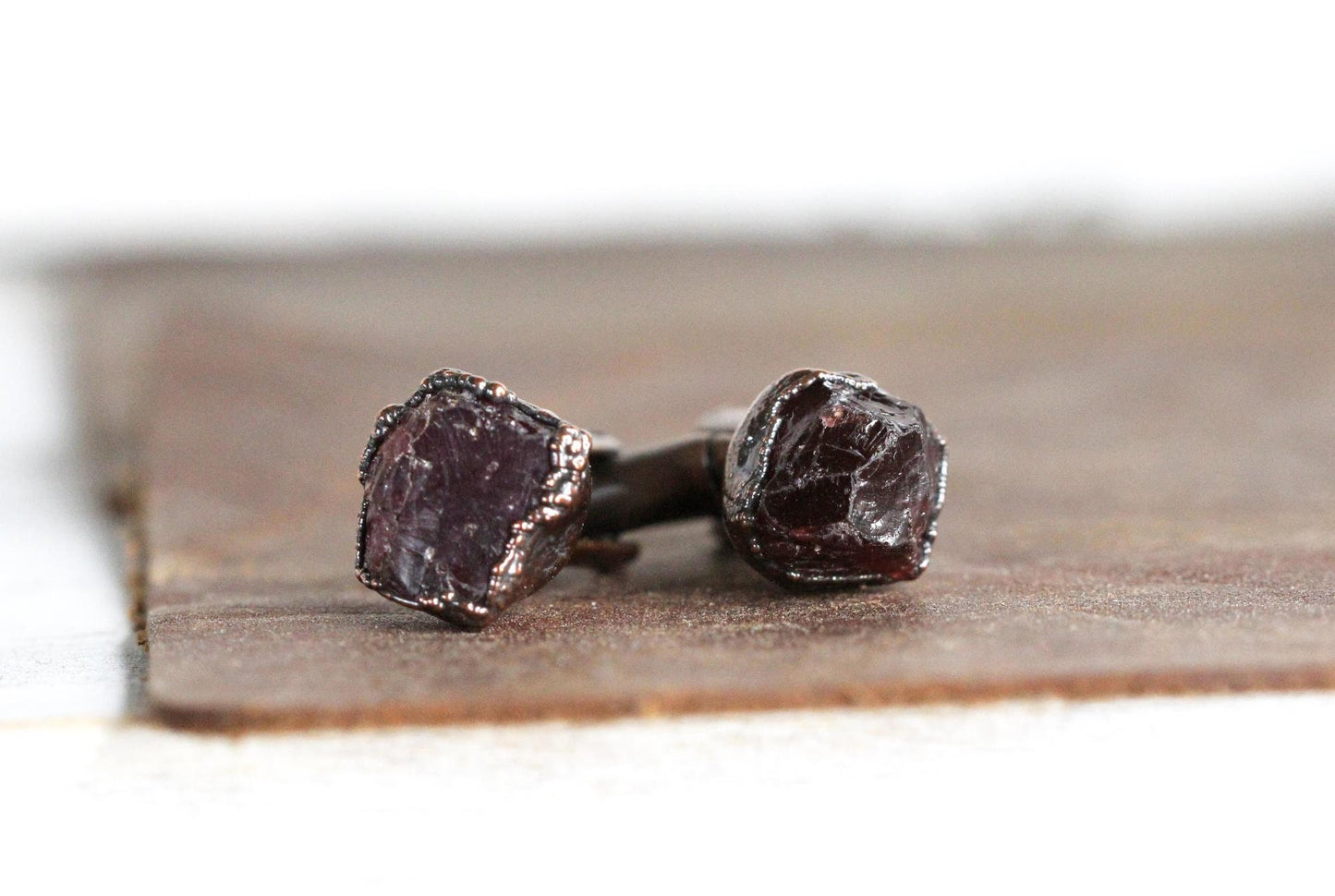 Garnet Cuff Links - Raw Birthstone Cufflinks - January Birthstone - Graduation Gift - Crystal Cuff Links