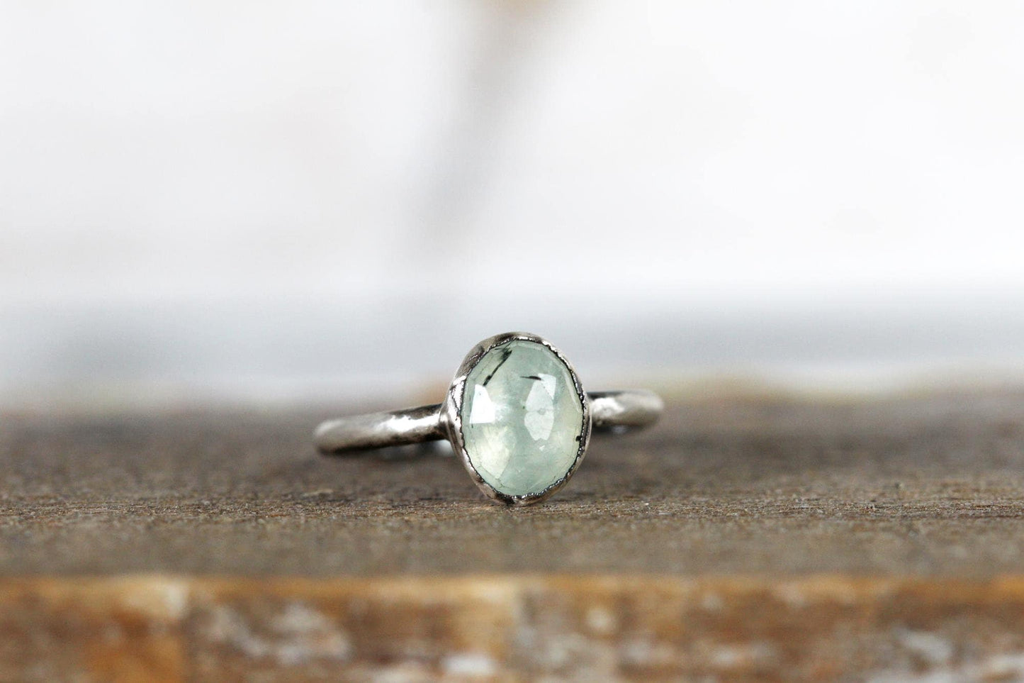 Prehnite Ring - Electroformed Copper - Stacking Ring