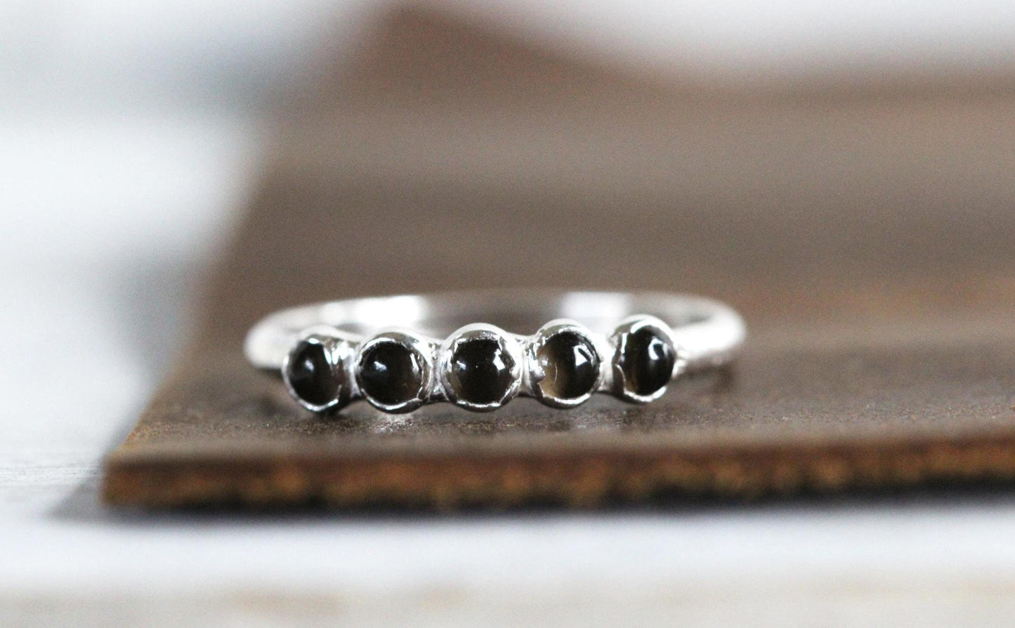 Smoky Quartz Ring - Electroformed Jewelry - Multi Stone Stacker