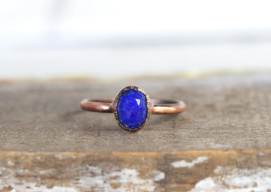 Lapis Lazuli Ring - Faceted Stone Ring - Natural Blue Gemstone