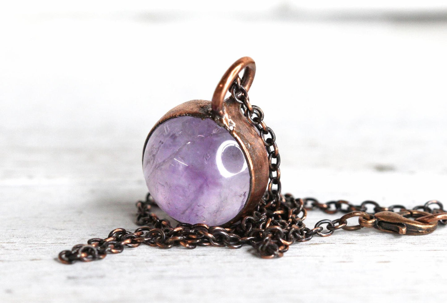 Amethyst Sphere Necklace - Crystal Ball Pendant - Crystal Orb