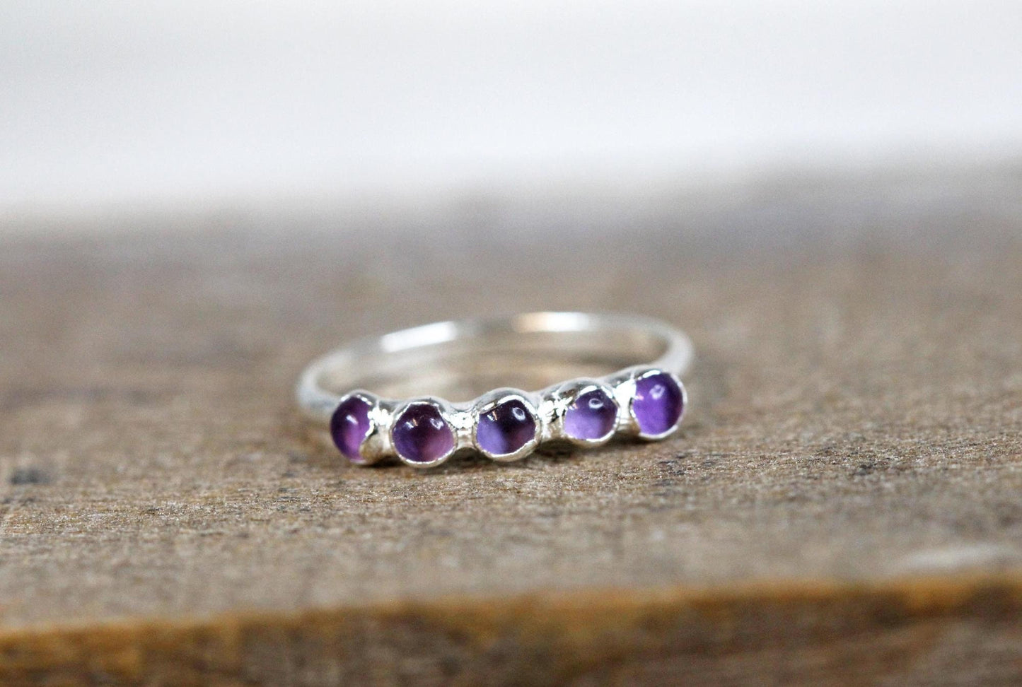 Multi Stone Amethyst Ring - February Birthstone Jewelry - Electroformed