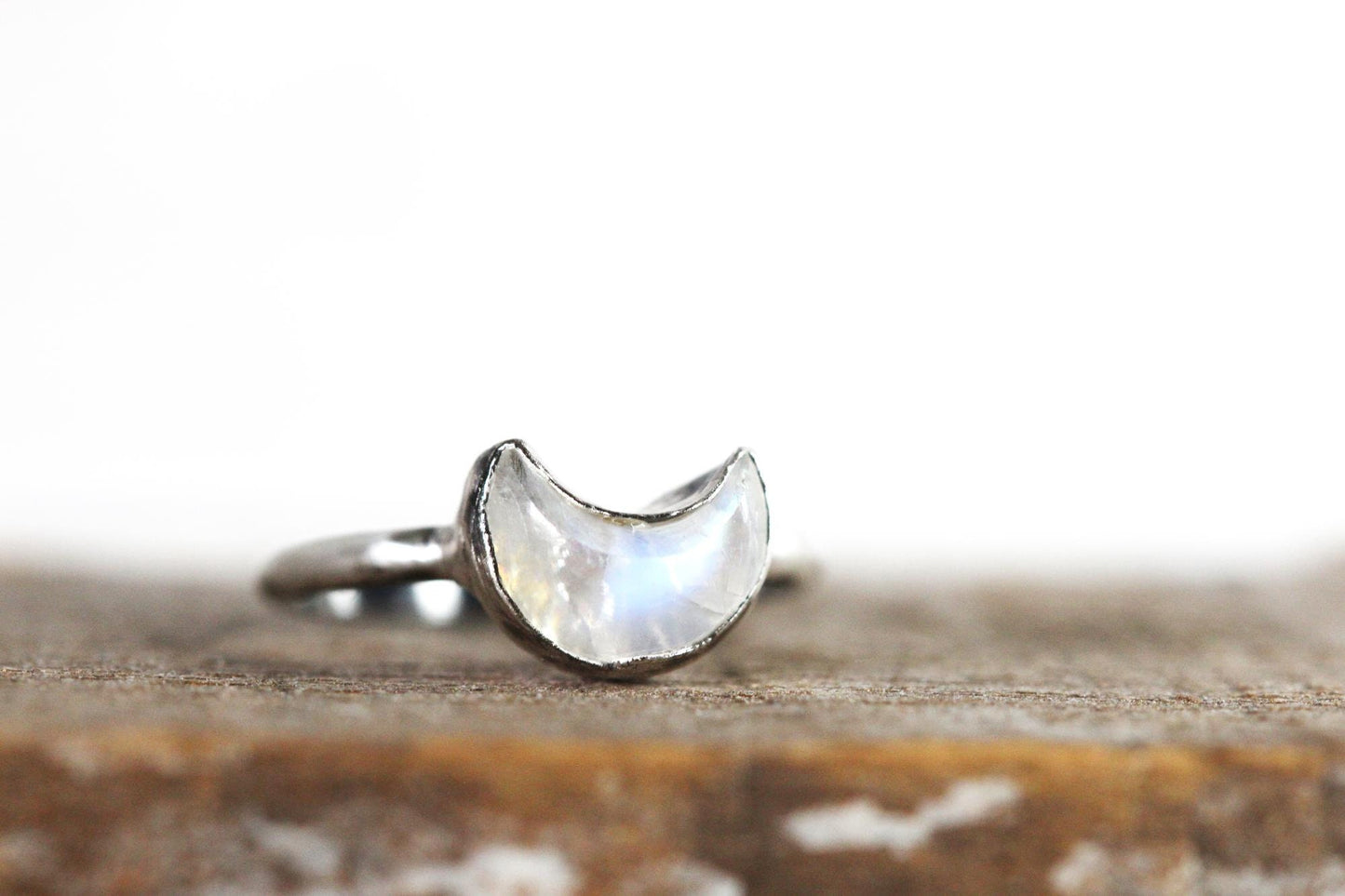 Moonstone Crescent Ring - Moon Phase Jewelry - Celestial
