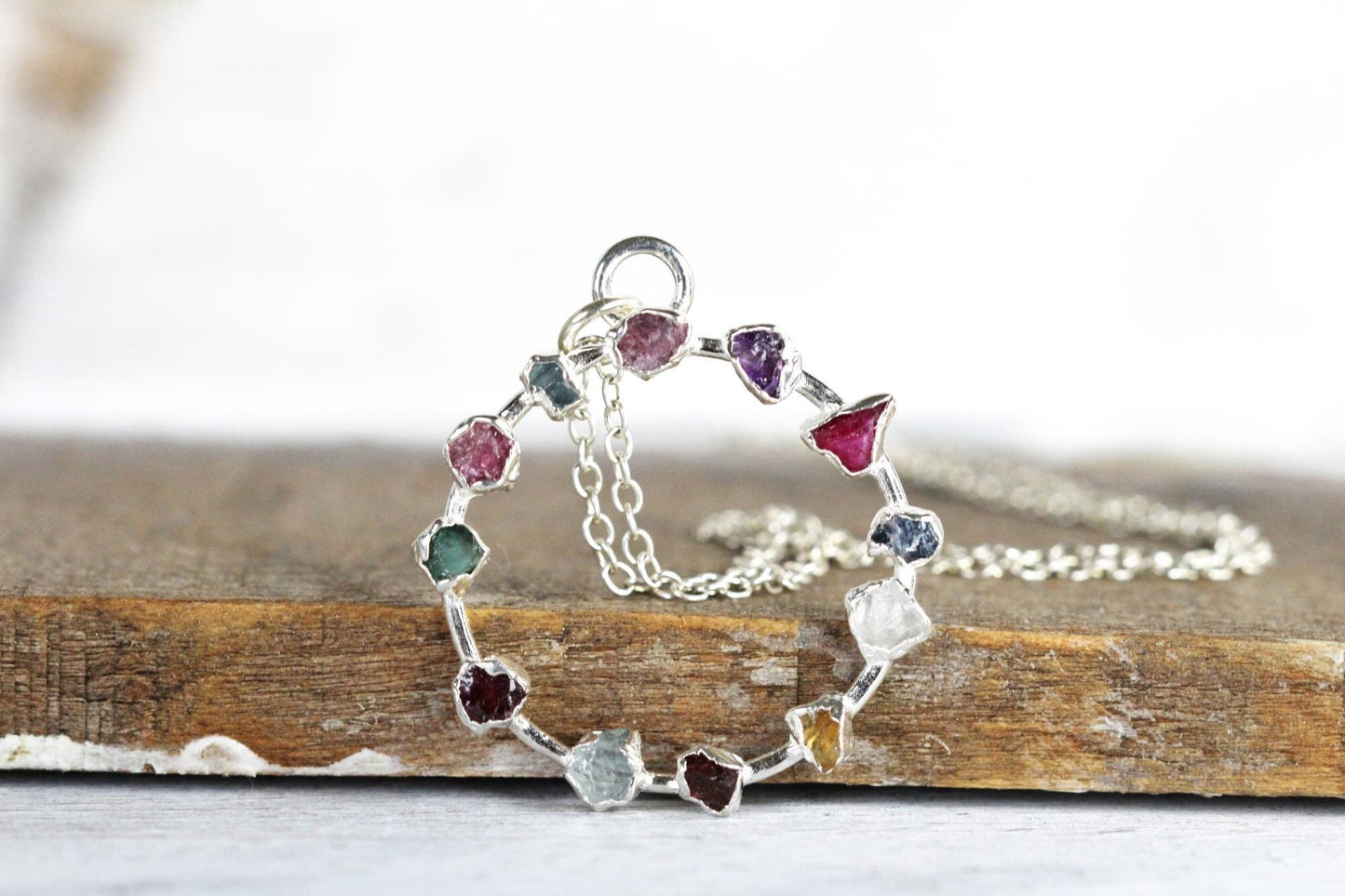 Personalized Mothers Day Necklace - Gift for Mom - Raw Crystal Pendant - Birthstone Necklace