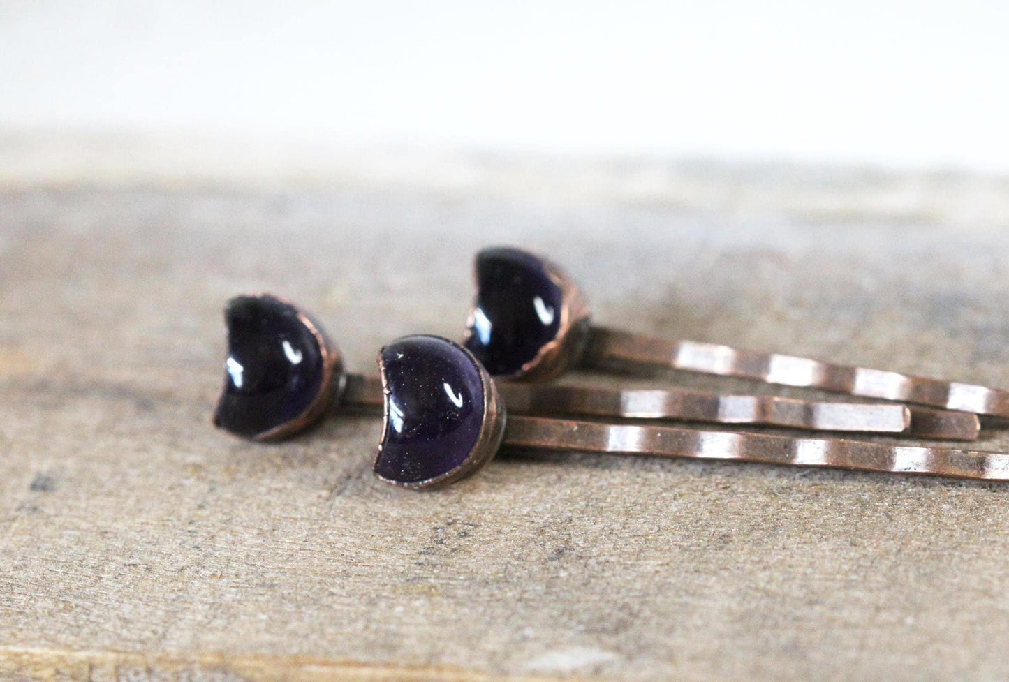 Amethyst Bobby Pin - Crescent Moon Hair Pin - Crystal Hair Pin