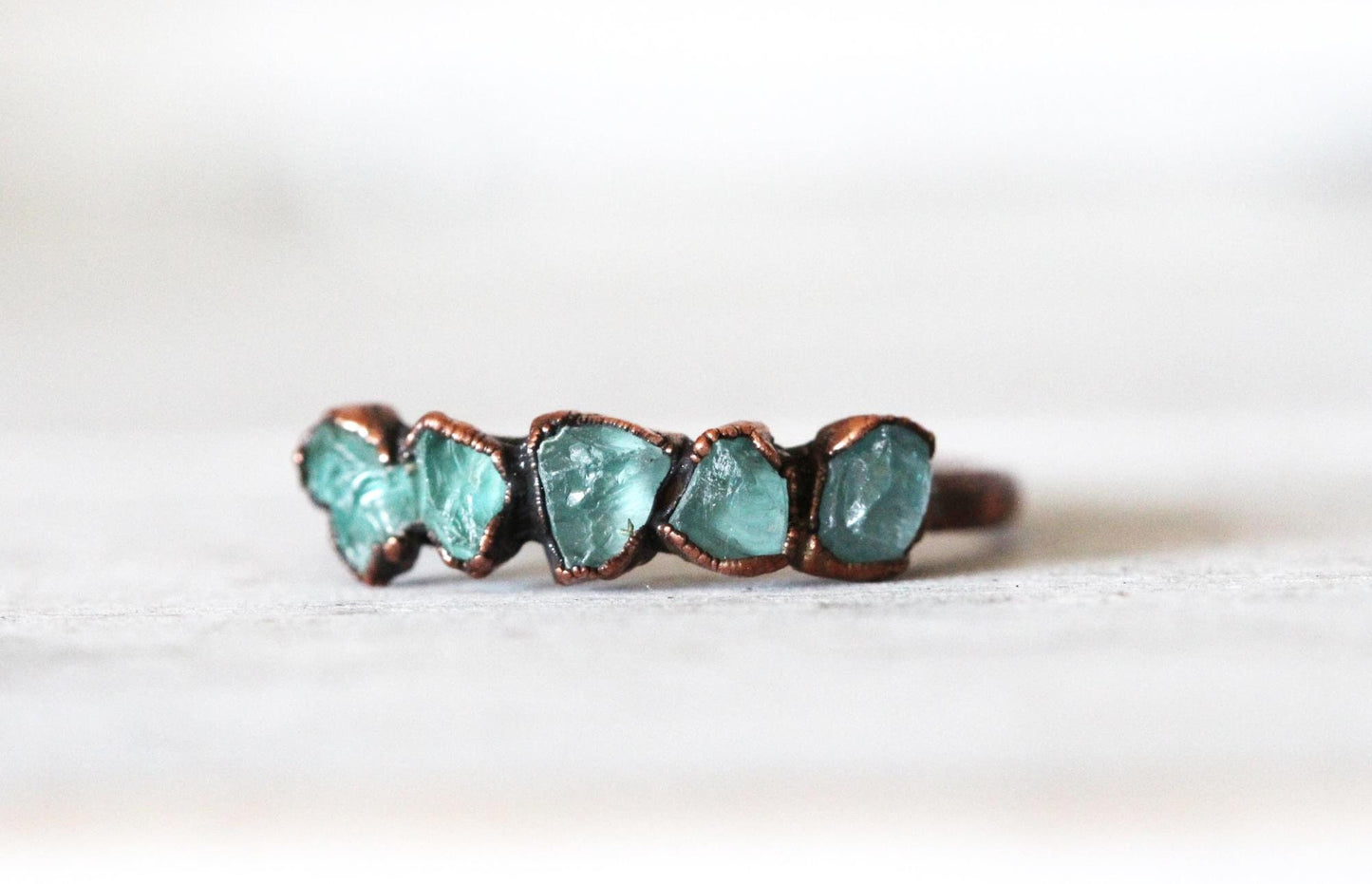 Blue Apatite Ring - Raw Crystal - Multi Stone Stone Stacker