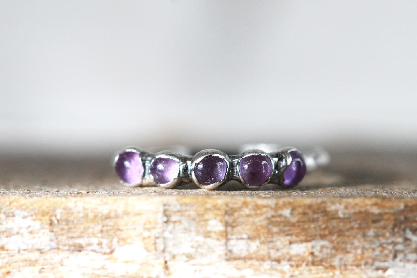 Multi Stone Amethyst Ring - February Birthstone Jewelry - Electroformed