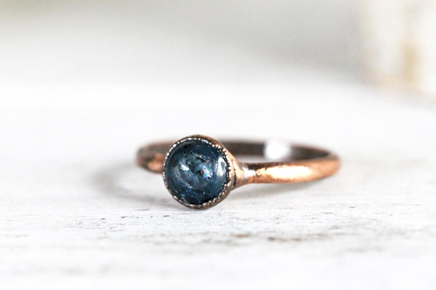 Moss Kyanite Ring - Stone Stacking Ring - Your Choice of Metal