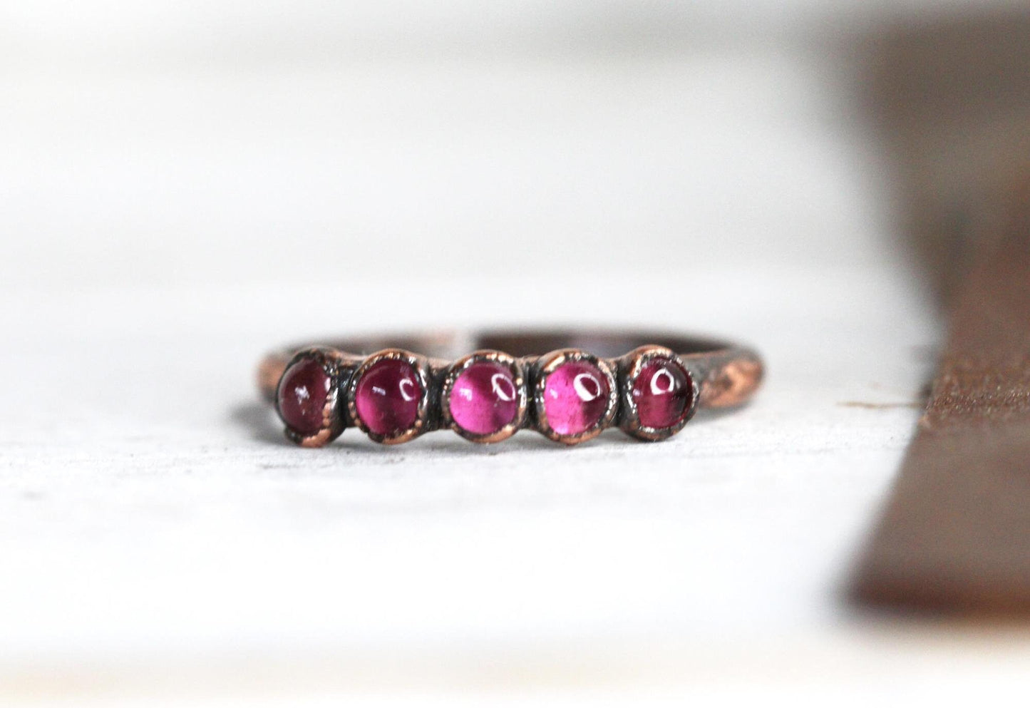 Pink Tourmaline Ring - October Birthstone - Multi Stone Stacker Jewelry