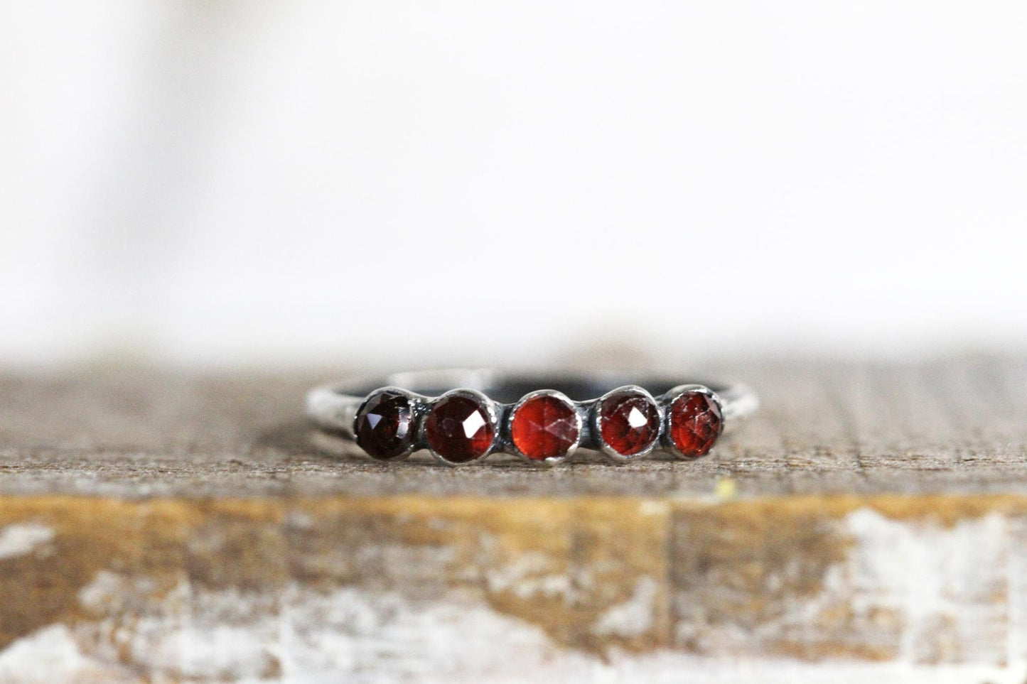 Garnet Ring - January Birthstone - Multi Stone Stacker