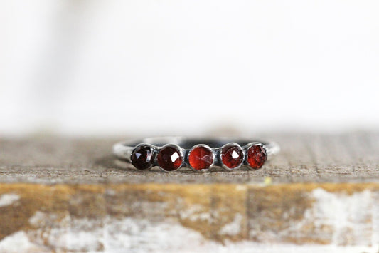 Garnet Ring - January Birthstone - Multi Stone Stacker