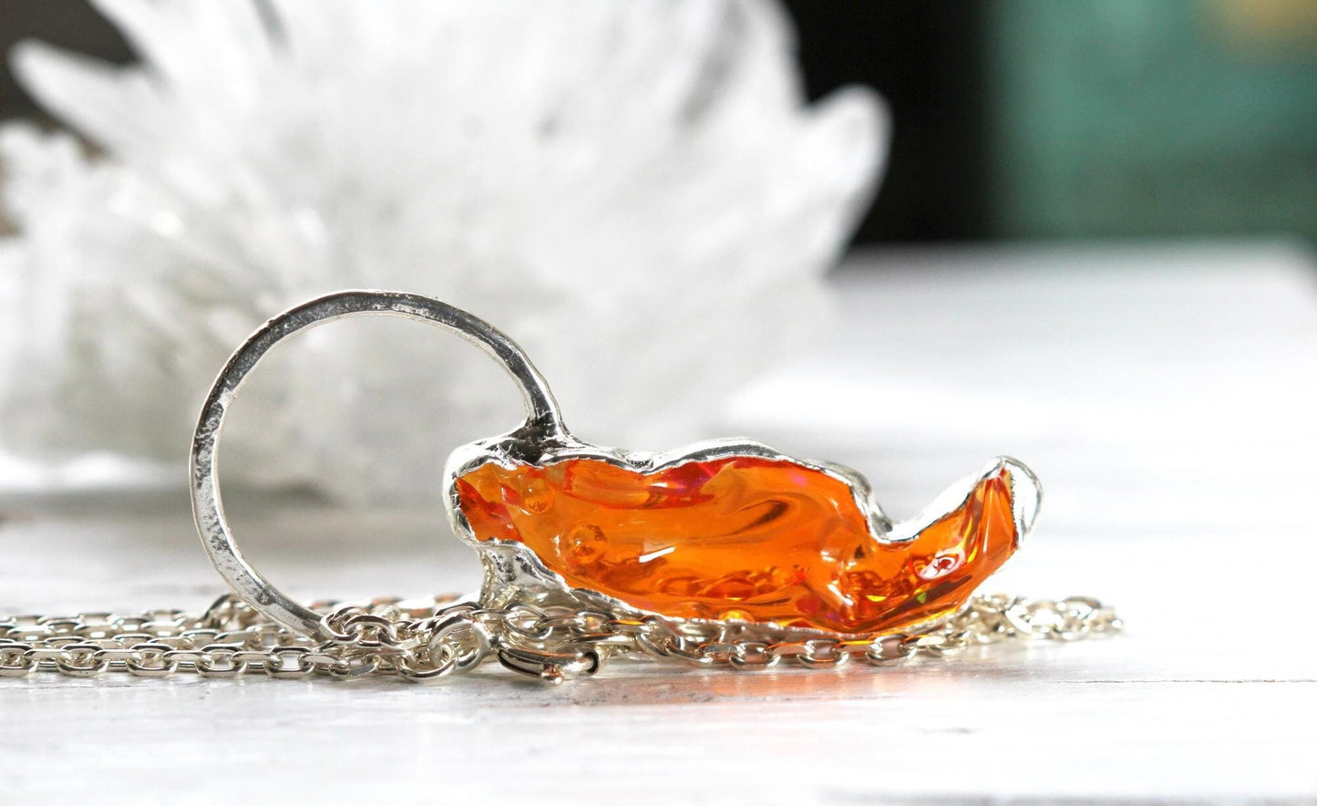 Opal Necklace - October Birthstone - Mexican Opal Pendant - Silver and Opal Jewelry