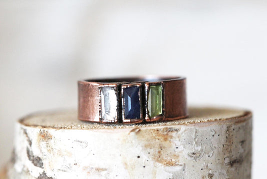 Custom Birthstone Ring - Personalized Unisex Family Ring - Multi Stone Crystal Ring - Mother's Day Ring