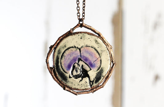 Ceramic Necklace - Pansy Pendant - Botanical Jewelry - Gift for Gardener