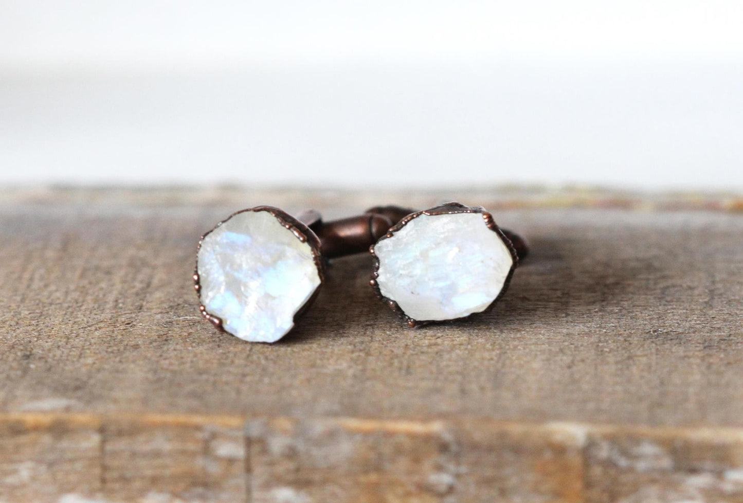 Moonstone Cuff Links - Raw Birthstone Cufflinks - June Birthstone - Graduation Gift - Crystal Cuff Links