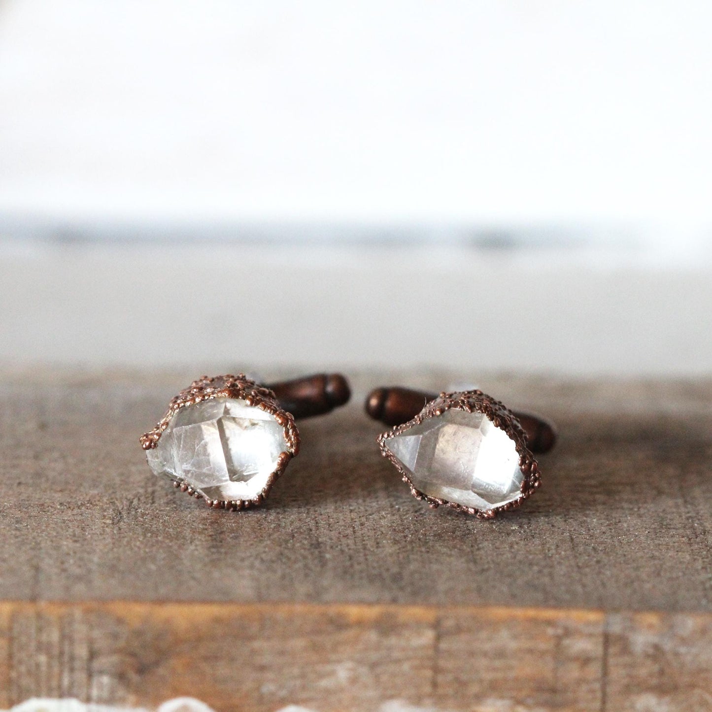 Crystal Cuff Links - Groomsmen Gift - Quartz Crystal Cufflinks