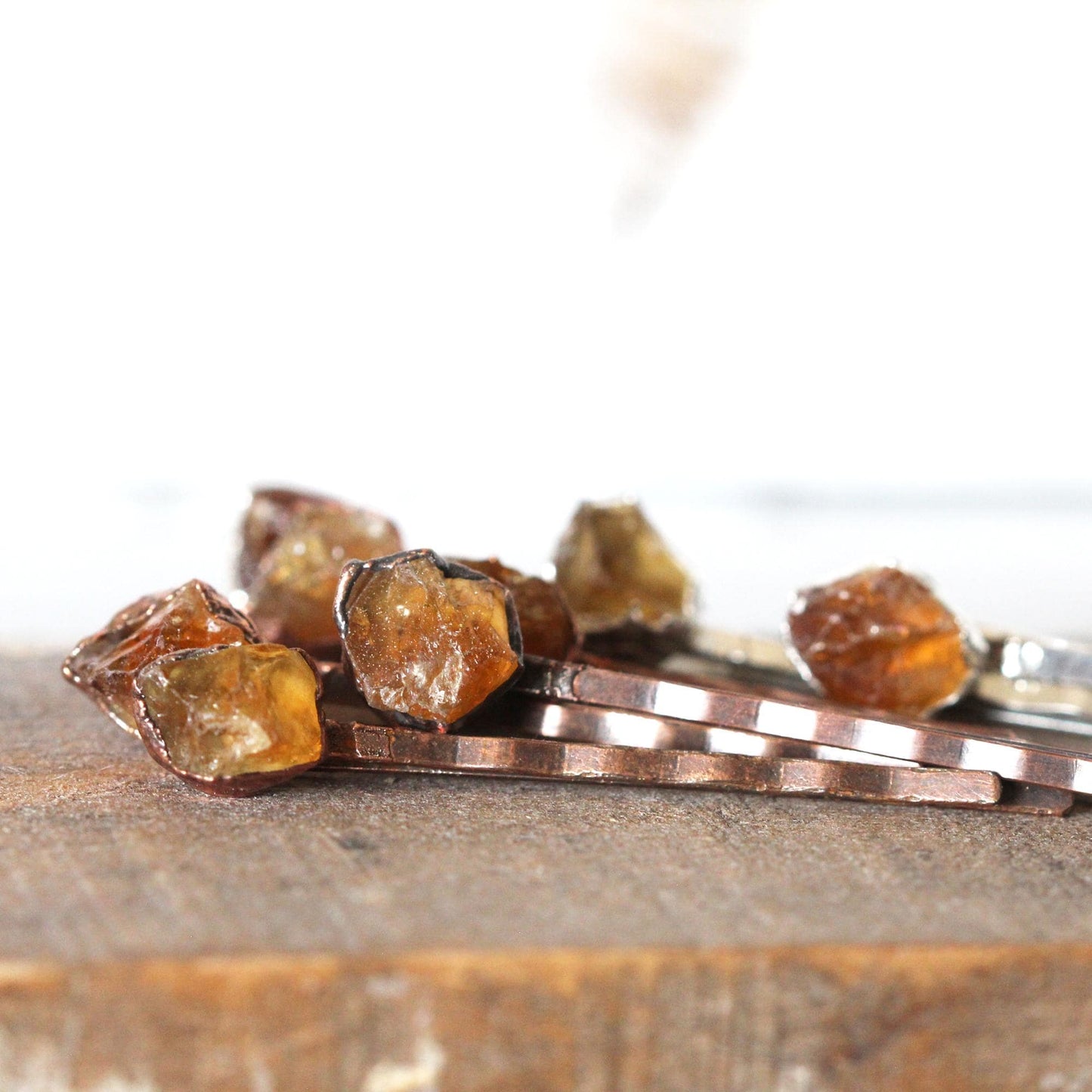 Raw Citrine Bobby Pin - Crystal Hair Jewelry - November Birthstone