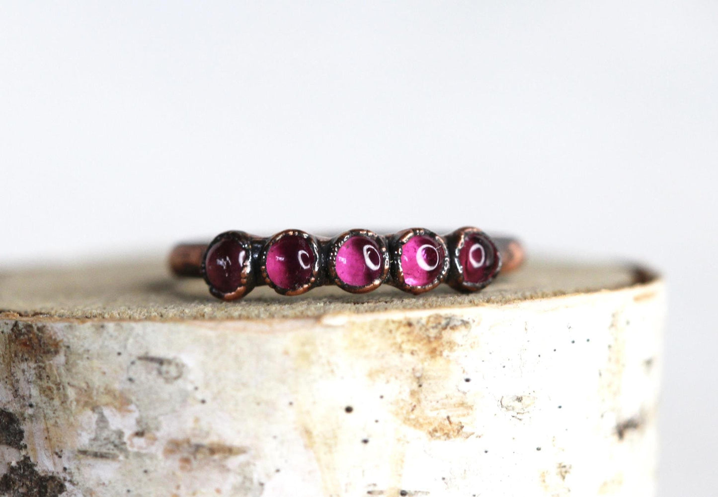 Pink Tourmaline Ring - October Birthstone - Multi Stone Stacker Jewelry