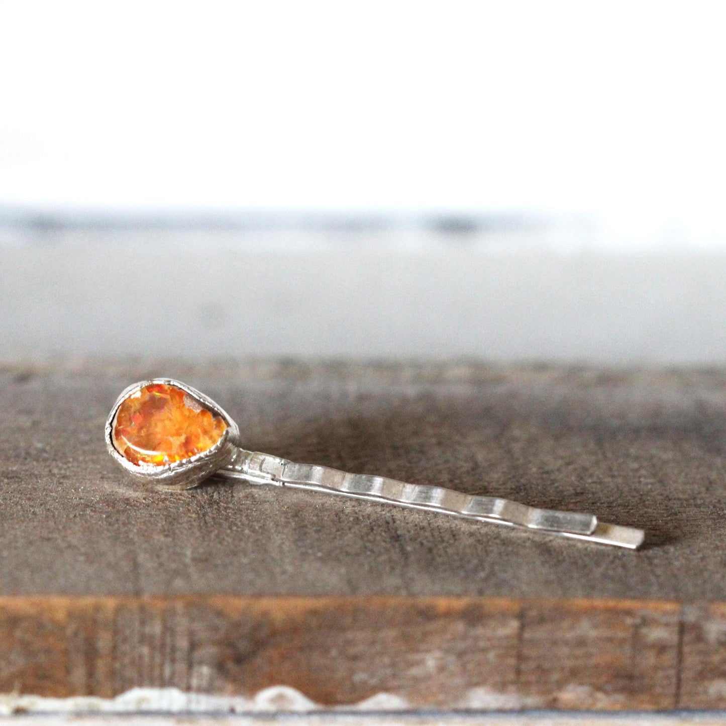 Opal Hair Pin - Mexican Opal Bobby Pin - Silver Hair Jewelry