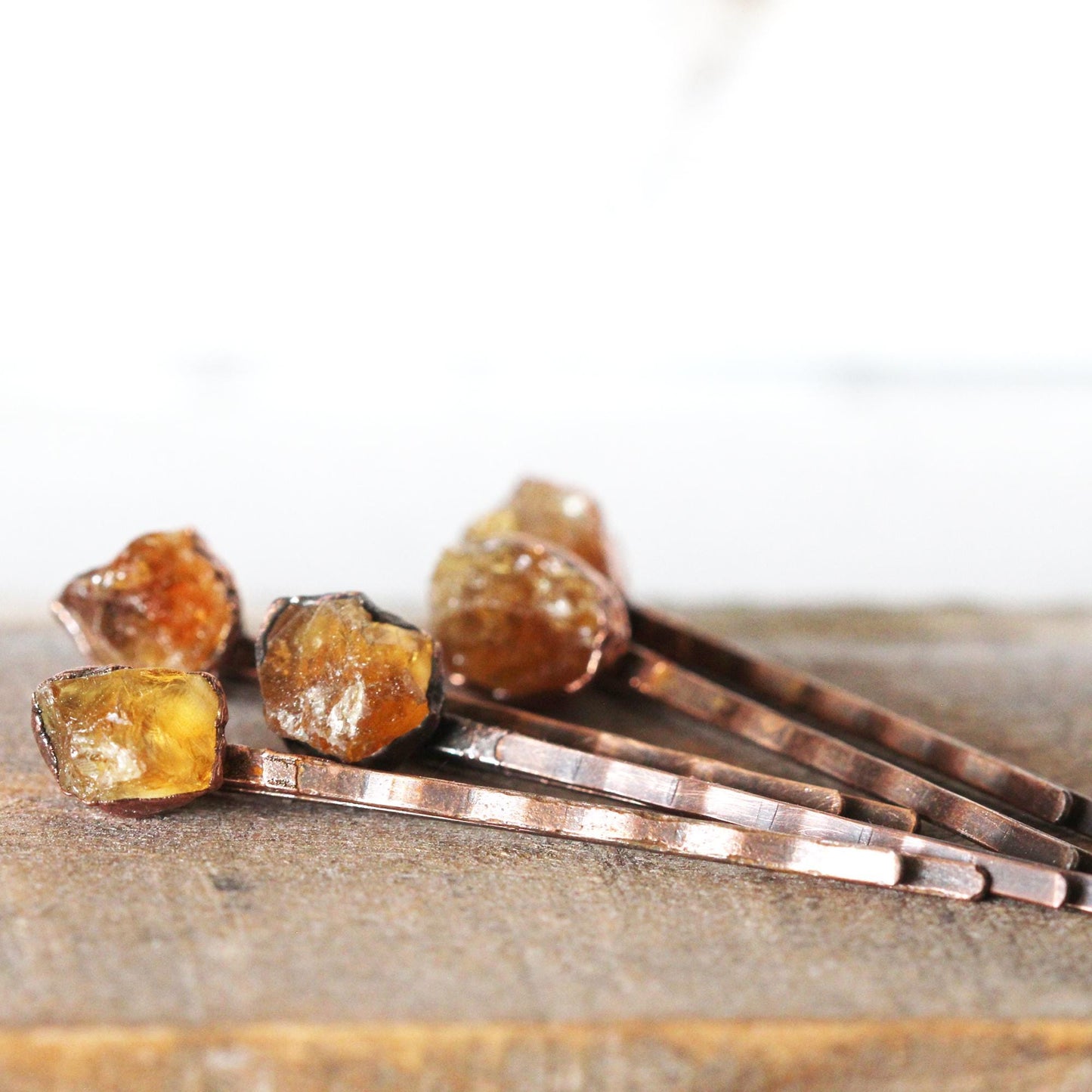 Raw Citrine Bobby Pin - Crystal Hair Jewelry - November Birthstone