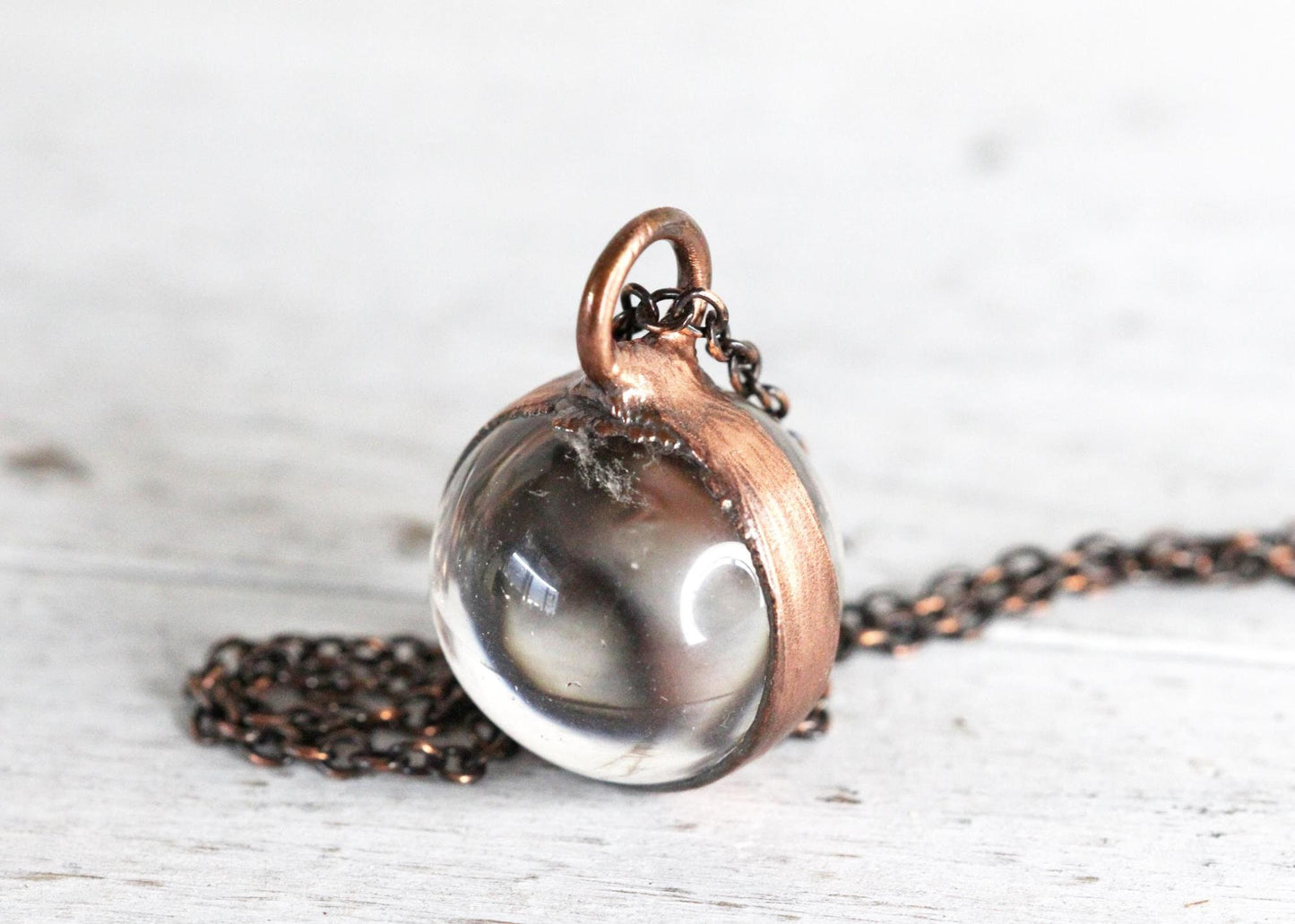 Crystal Ball Pendant - Quartz Sphere Necklace - Crystal Clear Orb - Large Stone Layering Necklace