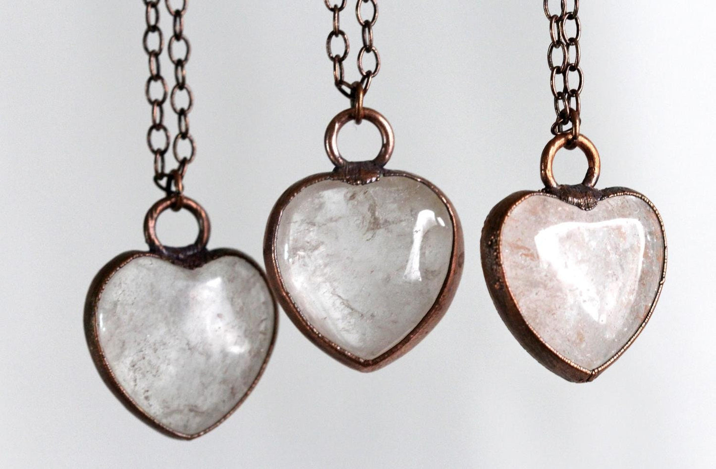 Crystal Heart Pendant - Quartz Crystal Pendant - Crystal Heart Necklace