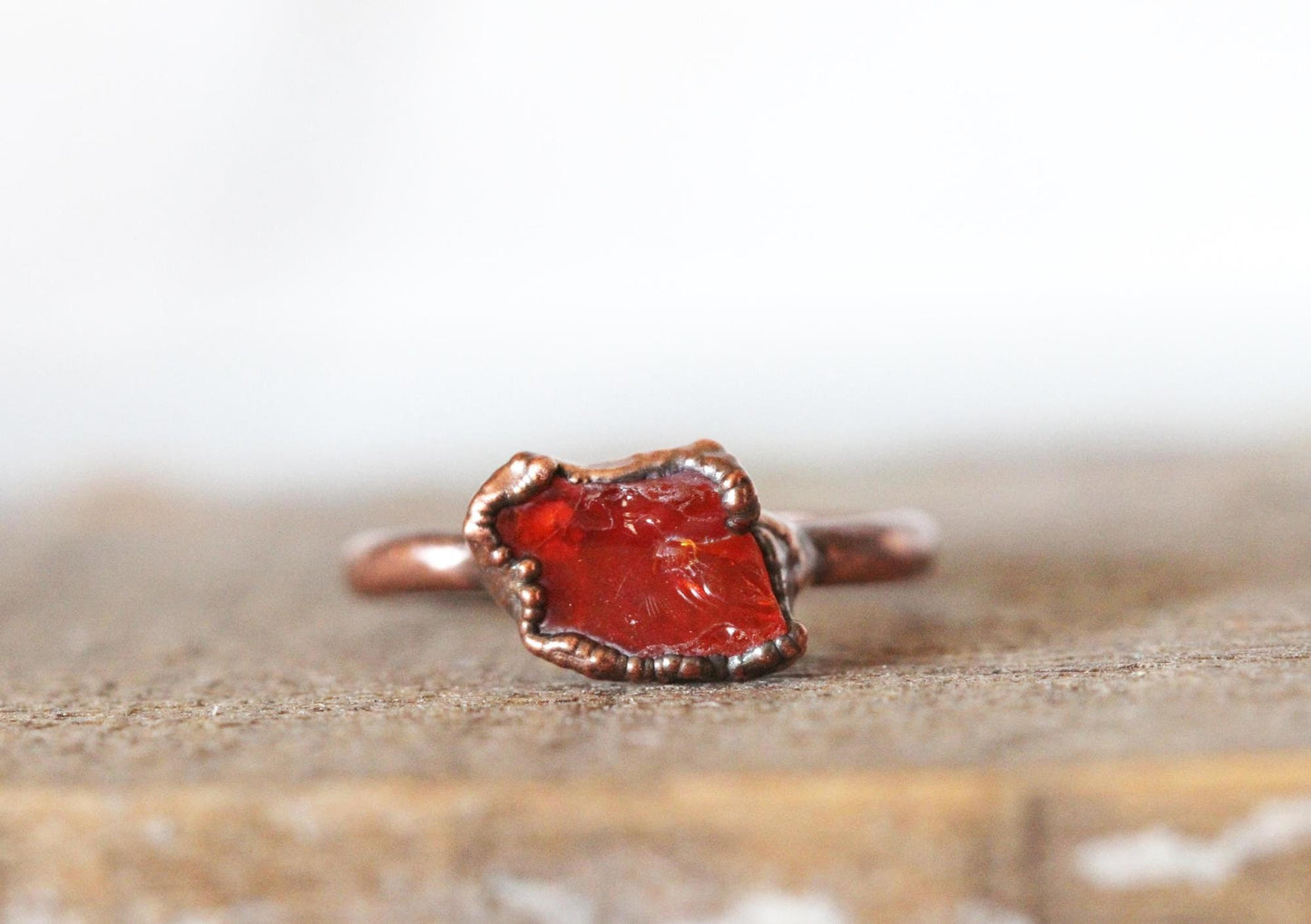 Mexican Fire Opal Ring - October Birthstone Gift - Orange Opal