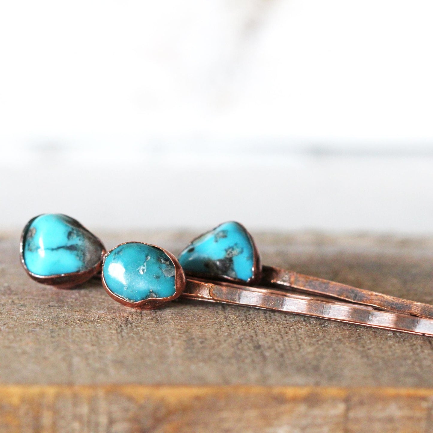 Stone Bobby Pin - Turquoise Hair Pin - Copper Hair Jewelry