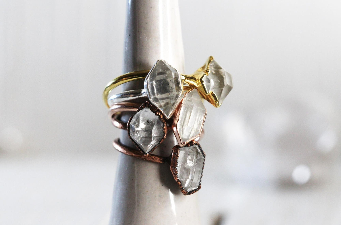 Herkimer Diamond Ring - Alternative Promise Ring - April Birthstone