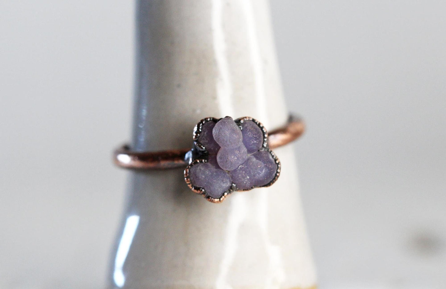 Grape Stone Ring - Grape Agate Jewelry - Electroformed Ring