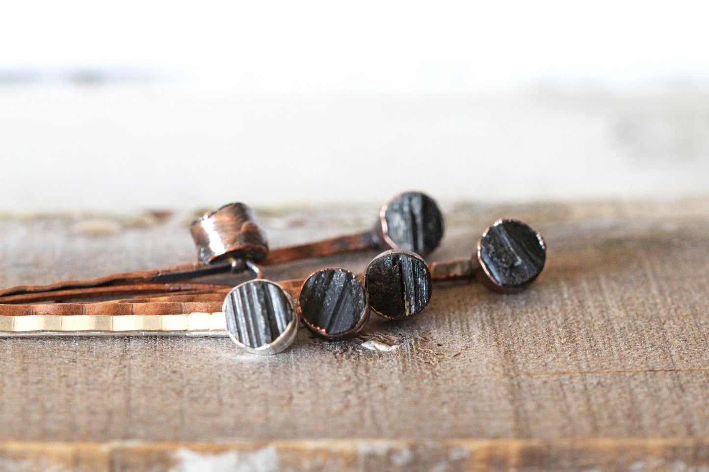 Black Tourmaline Bobby Pin - Bridal Hair Accessory - Stone Hair Pin