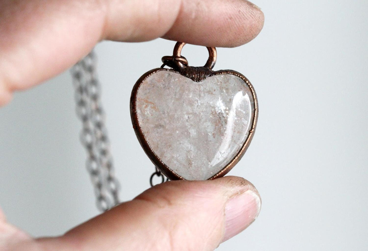 Crystal Heart Pendant - Quartz Crystal Pendant - Crystal Heart Necklace