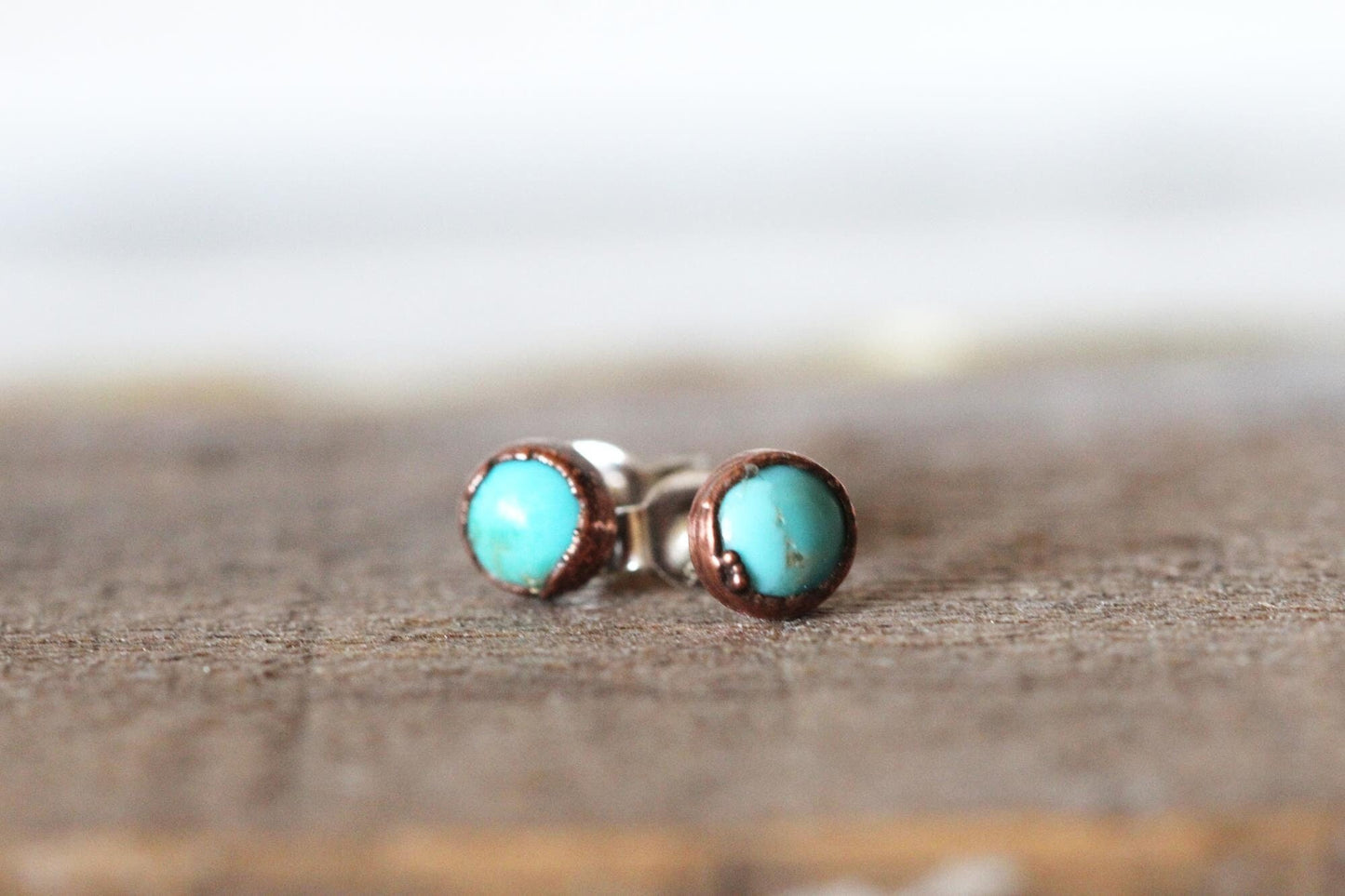Turquoise Earrings - Natural Blue Stone Posts - Sterling Silver Studs