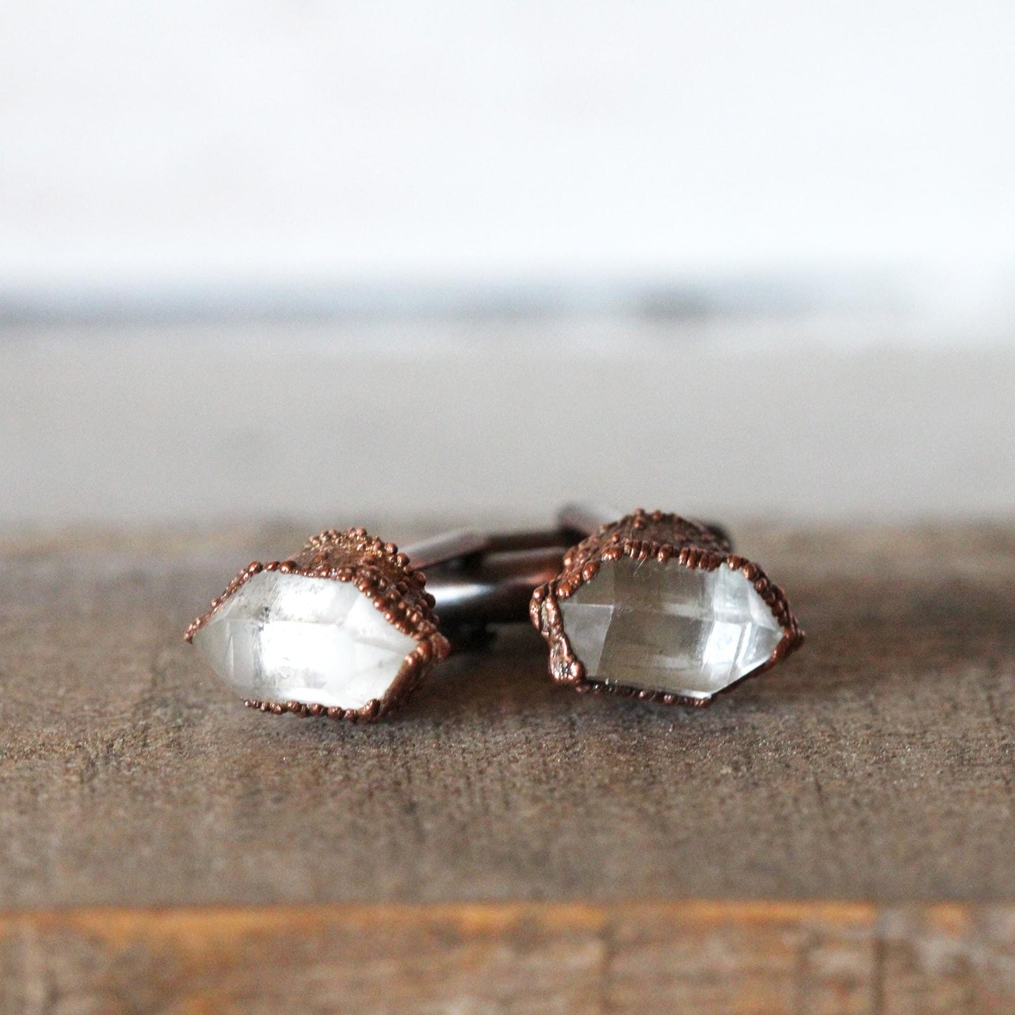 Crystal Cuff Links - Groomsmen Gift - Quartz Crystal Cufflinks