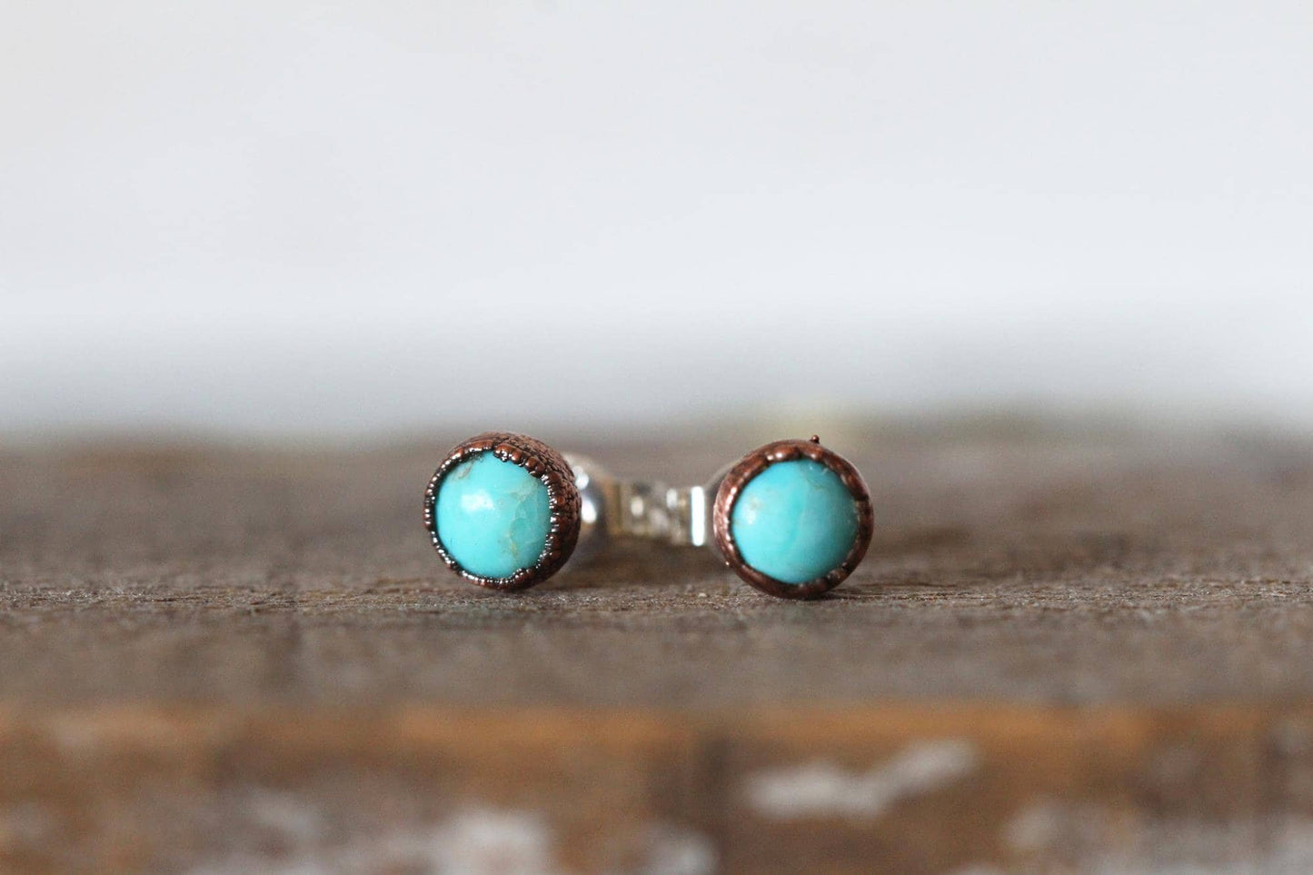 Turquoise Earrings - Natural Blue Stone Posts - Sterling Silver Studs