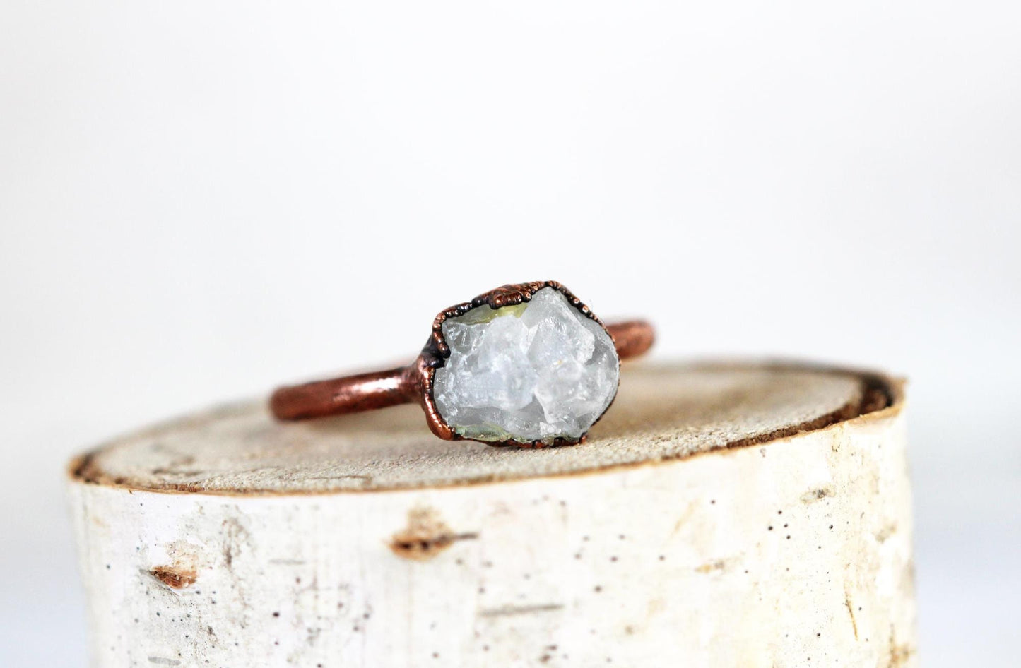 Celestite Ring - Raw Stone Stacker - Natural Stone Jewelry
